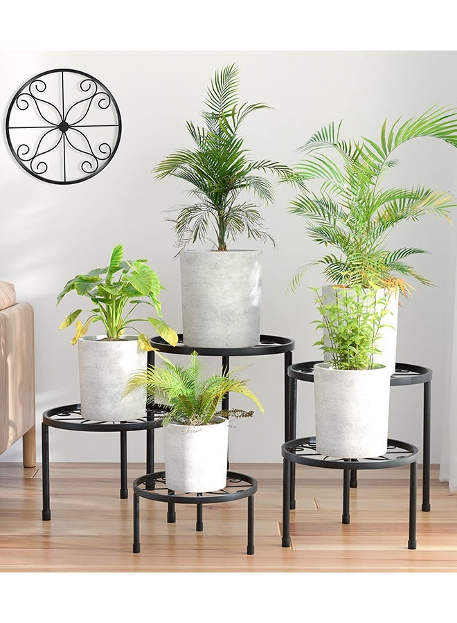 5 Pack Metal Plant Stands, Heavy Duty Flower Pot Stands for Multiple Plant, Anti-Rust Iron Plant Pot Shelf, Decoration Racks for Home Indoor and Outdoor (Black) - Image 1