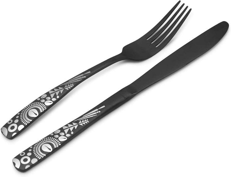 Bysta Matte Black Silverware Set, 40-Piece Stainless Steel Flatware Set, Kitchen Utensil Set Service for 8, Tableware Cutlery Set for Home and Restaurant, Satin Finish, Dishwasher Safe - Image 3