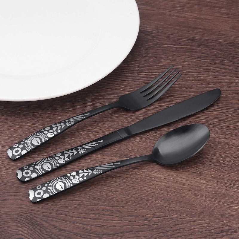 Bysta Matte Black Silverware Set, 40-Piece Stainless Steel Flatware Set, Kitchen Utensil Set Service for 8, Tableware Cutlery Set for Home and Restaurant, Satin Finish, Dishwasher Safe - Image 5