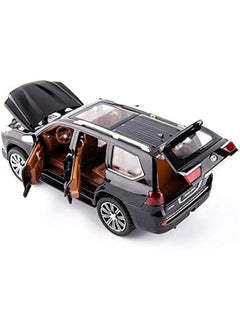 OCTOBER 1/24 Lexus 570 Off-Road in Luxury SUV Model Car, Zinc Alloy Pull Back Big Toy car with Sound and Light for Kids Boy Girl Gift (Black)  - Image 2