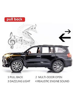 OCTOBER 1/24 Lexus 570 Off-Road in Luxury SUV Model Car, Zinc Alloy Pull Back Big Toy car with Sound and Light for Kids Boy Girl Gift (Black)  - Image 3