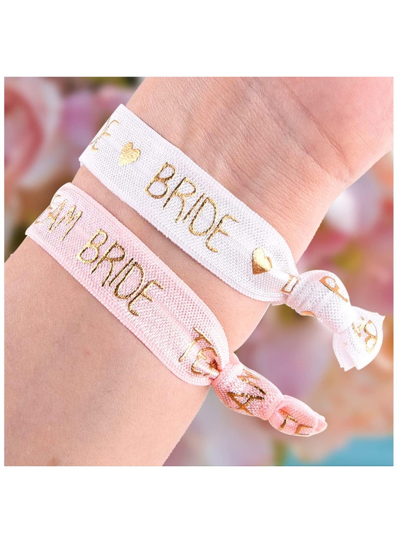 Soofam Hen Party Wristbands Set, 1 White Bride Wristband +20pcs Pink Team Bride Wristband, with Rose Gold Lettering, for Bachelorette Party, Wedding Bridal Shower Decorations, Bridal Shower - Image 5