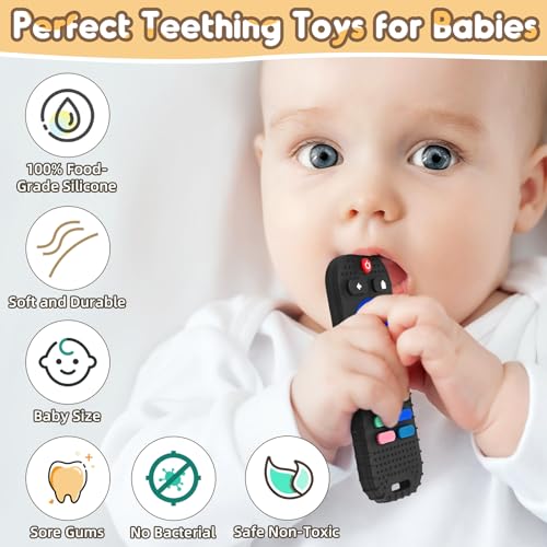 AiTuiTui Teething Relief Teethers Toys for Babies 3 6 9 12 Months Gifts, Silicone Sensory Teether Remote Control & Game Controller Baby Bath Toys for Newborn Infant Toddler Boy Girl Autism Birthday - Image 2