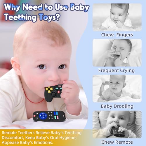 AiTuiTui Teething Relief Teethers Toys for Babies 3 6 9 12 Months Gifts, Silicone Sensory Teether Remote Control & Game Controller Baby Bath Toys for Newborn Infant Toddler Boy Girl Autism Birthday - Image 3