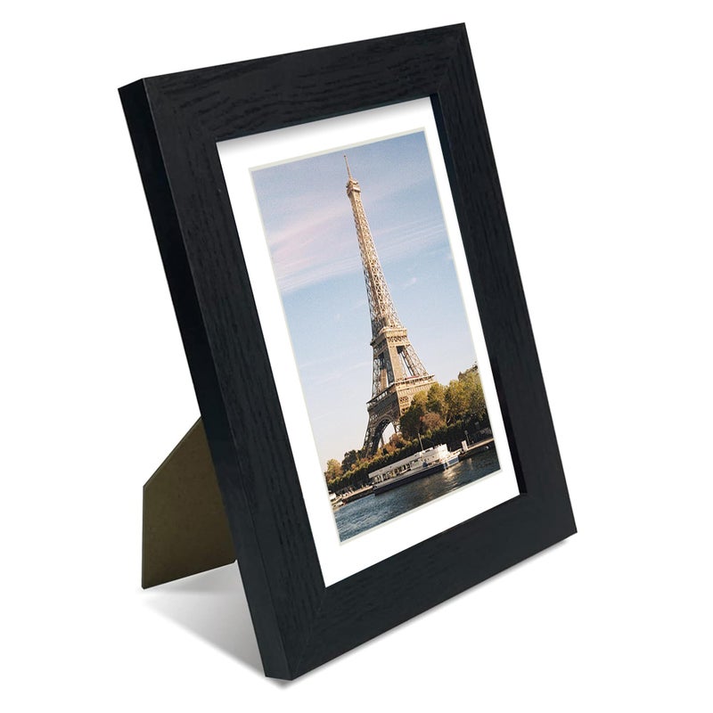 Irahmen 5x7 إطار الصورة مجموعة من الخشب الأسود مع إطار الصورة الزجاجية - عرض الصور 4x6 مع حصيرة أو 5 × 7 بدون حصيرة للالتفاف على الجدار الأفقي أو العمودي أعلى وجدار تصاعد الجدار - Image 2