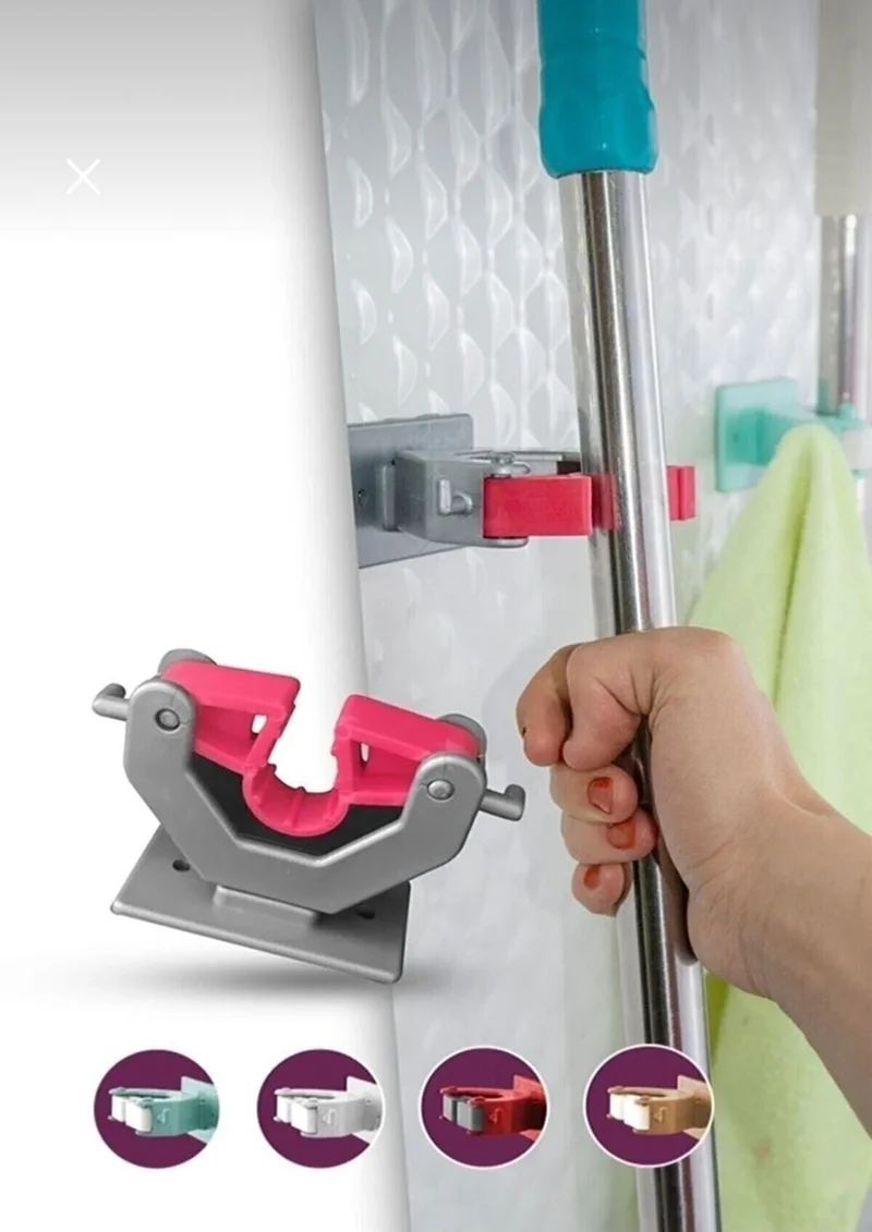 Hane216 Mop Broom Brush and Mop Hanger, Multi-Purpose Handle Holder, Kitchen Bathroom Hanger