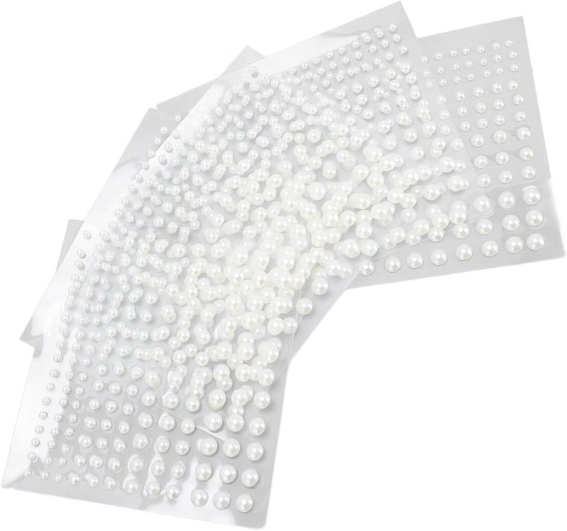 Haofy 825PCS Self Adhesive Pearl Stickers, 4 Sizes Flat Back Plastic Stick On for Face Makeup Hair Crafts with Strong Adhesive Easy to Remove Rugged Resilient - Image 5