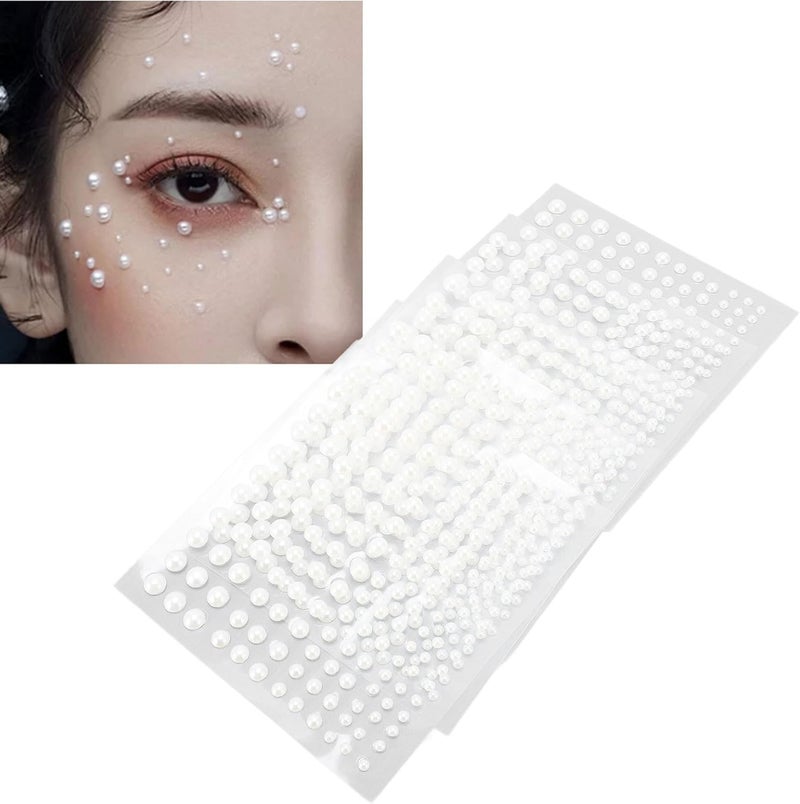 Haofy 825PCS Self Adhesive Pearl Stickers, 4 Sizes Flat Back Plastic Stick On for Face Makeup Hair Crafts with Strong Adhesive Easy to Remove Rugged Resilient - Image 2