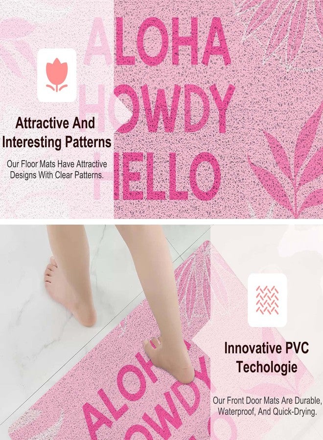 RYYCDOI Pink Western Door Mat, Coastal Cowgirl Doormat Outdoor Indoor Entrance Porch, Aloha Howdy Hello Western Outdoor Mat, Boho Cowgirl Welcome Mats for Front Door, 17x30 Inch - Image 2