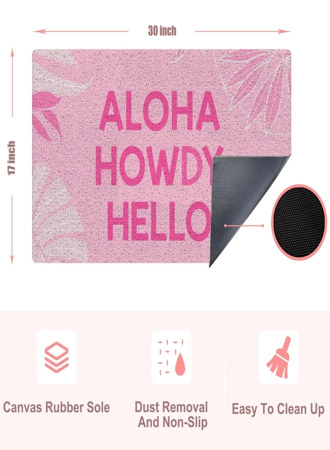 RYYCDOI Pink Western Door Mat, Coastal Cowgirl Doormat Outdoor Indoor Entrance Porch, Aloha Howdy Hello Western Outdoor Mat, Boho Cowgirl Welcome Mats for Front Door, 17x30 Inch - Image 3