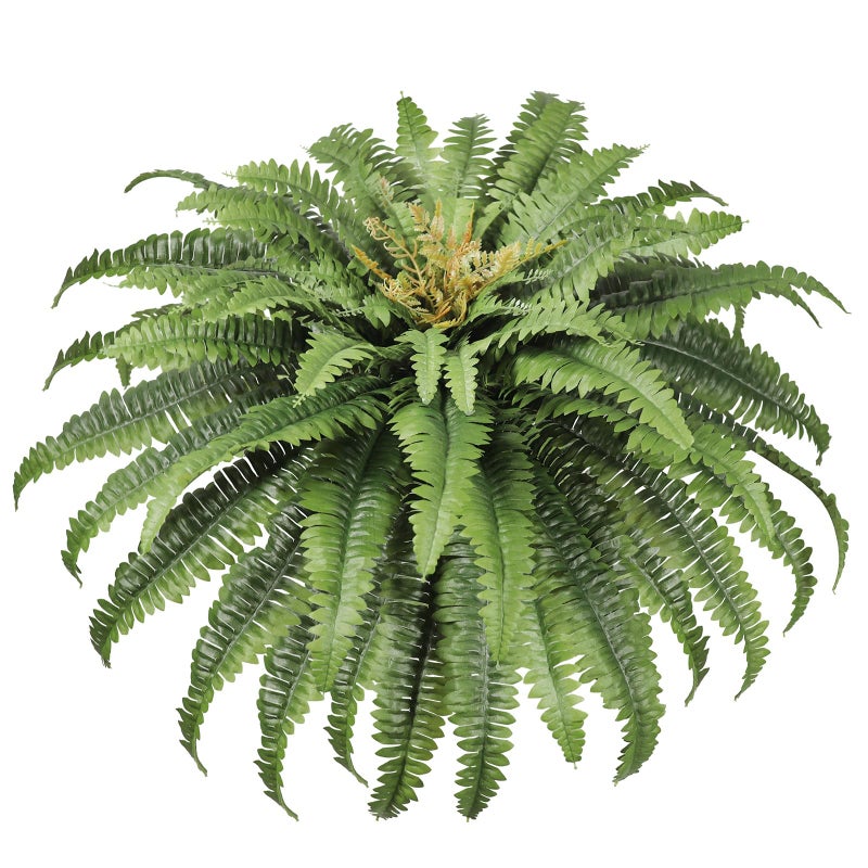 Galebeiren Artificial Ferns for Outdoors, 45" Large Faux Ferns 63 Fronds Fake Boston Fern Plant for Planter Garden Home Yards Farmhouse Decor Dark Green - Image 1
