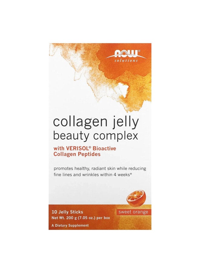 Solutions, Collagen Jelly Beauty Complex, Sweet Orange, 10 Jelly Sticks, 0.705 oz (20 g) Each