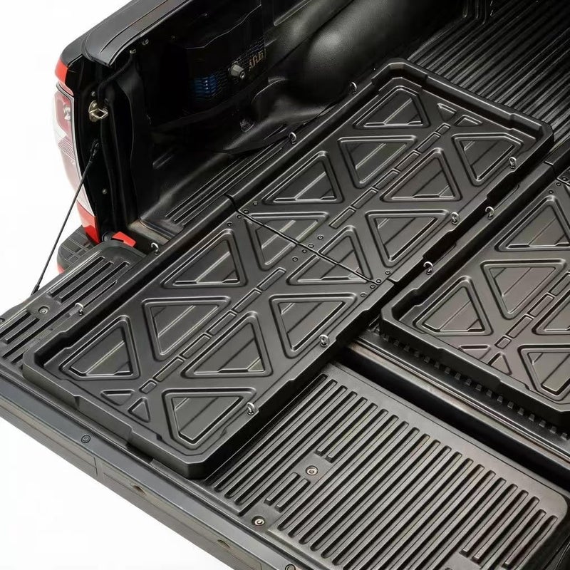 KOKSHELY Truck Bed Slide Out Cargo Tray, 56" L x 42.9" W Size Slide-Out Truck Bed Organizer Tray for 5â€™+Long Beds, Sliding Truck Organizers and Storage Tray with Open Hooks & Elastic Cargo Net - Image 1