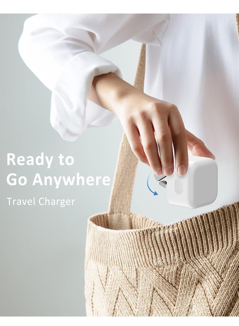 بيوينتي NEW 2-Pack USB Type-C Fast Charger for iPhone 15 and Samsung Galaxy – 20W UK Wall PD Adapter with USB-C to C Cable - Image 3