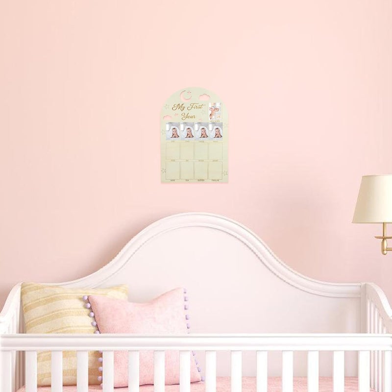FUOYLOO Wooden Photo Frame for Newborn First Year 12 Months Growth Marker Keepsake Frame Nursery Decor Growth Record Display - Image 5