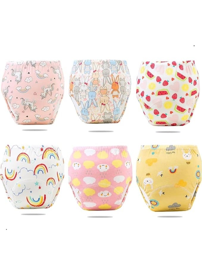 6 قطع من سراويل تدريب الأطفال على استخدام المرحاض، سراويل قطنية ماصة للأطفال، ملابس داخلية لتدريب المرحاض، قابلة لإعادة الاستخدام، مريحة وقابلة للتنفس، امتصاص قوي للماء، للأطفال من 2-4 سنوات من الأولاد والبنات - Image 1