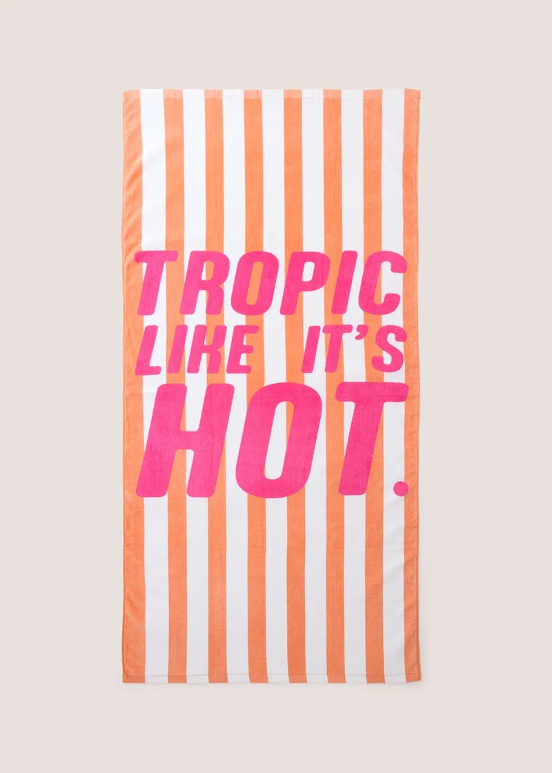 Matalan Orange Stripe Slogan Beach Towel