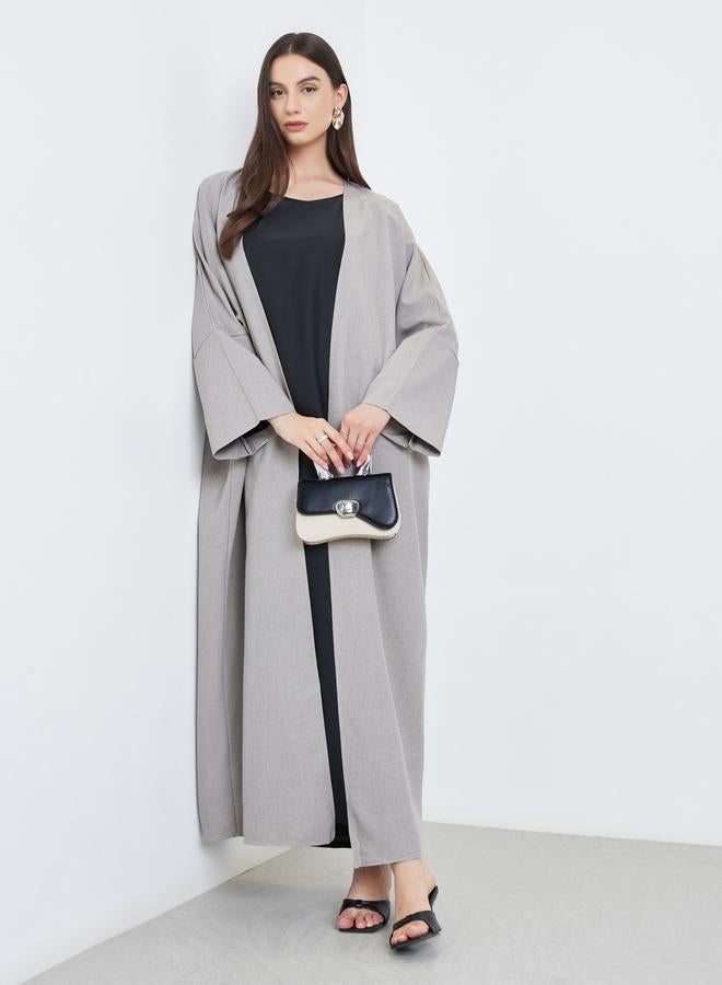 Take Two Grey Batwing Sleeve Open Front Abaya - Image 1