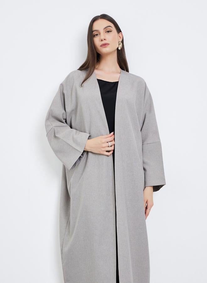 Take Two Grey Batwing Sleeve Open Front Abaya - Image 3