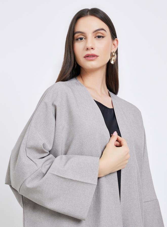 Take Two Grey Batwing Sleeve Open Front Abaya - Image 4