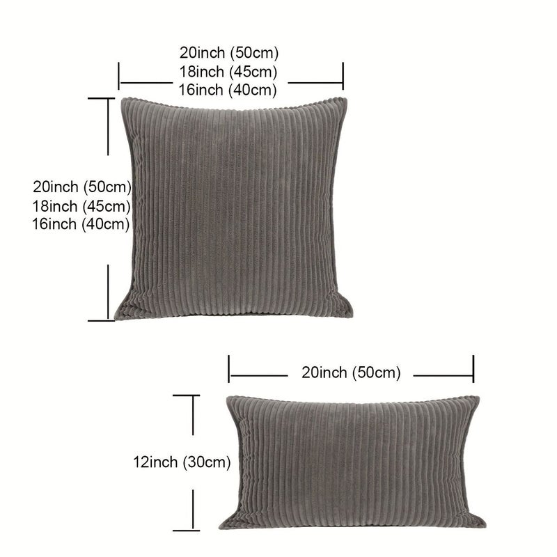 Taupe Grey Velvet Striped Decorative Throw Pillow Covers 20 x 20 Inch Set of 2 Soft Polyester Zip Closure Machine Washable Cushion Cases for Living Room Bedroom Couch Sofa - Image 3