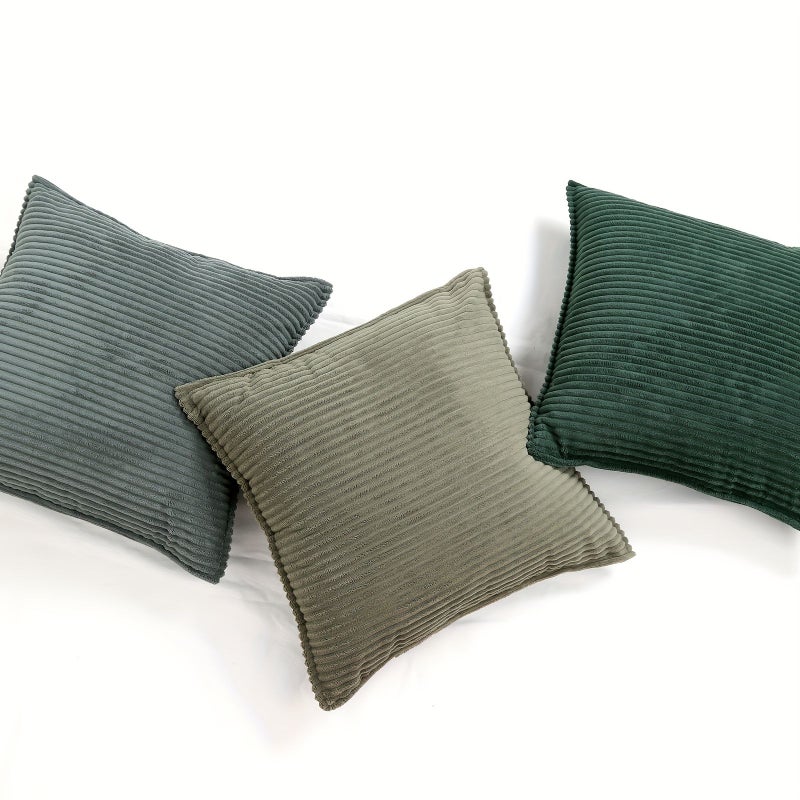 Taupe Grey Velvet Striped Decorative Throw Pillow Covers 20 x 20 Inch Set of 2 Soft Polyester Zip Closure Machine Washable Cushion Cases for Living Room Bedroom Couch Sofa - Image 2