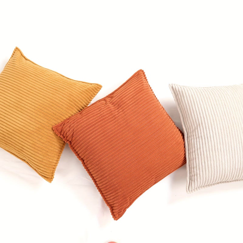 Taupe Grey Velvet Striped Decorative Throw Pillow Covers 20 x 20 Inch Set of 2 Soft Polyester Zip Closure Machine Washable Cushion Cases for Living Room Bedroom Couch Sofa - Image 1