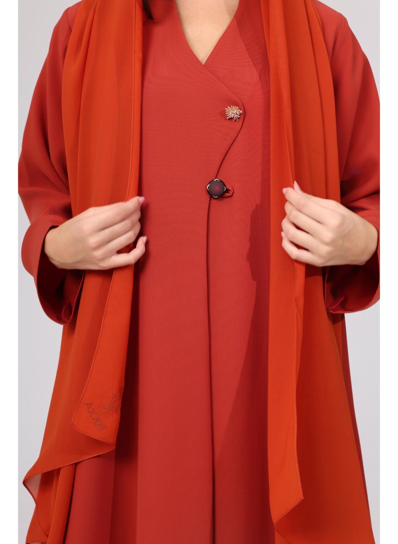 اكسا عباية بتفاصيل أزرار وتصميم رسمي ملونة - Image 3