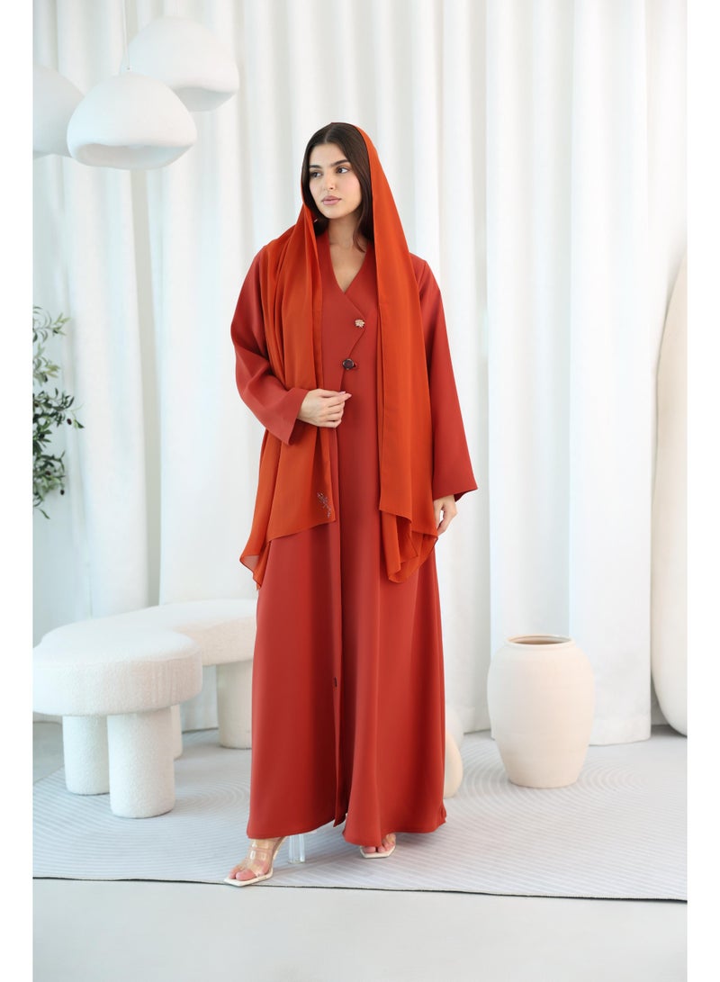 اكسا عباية بتفاصيل أزرار وتصميم رسمي ملونة - Image 1