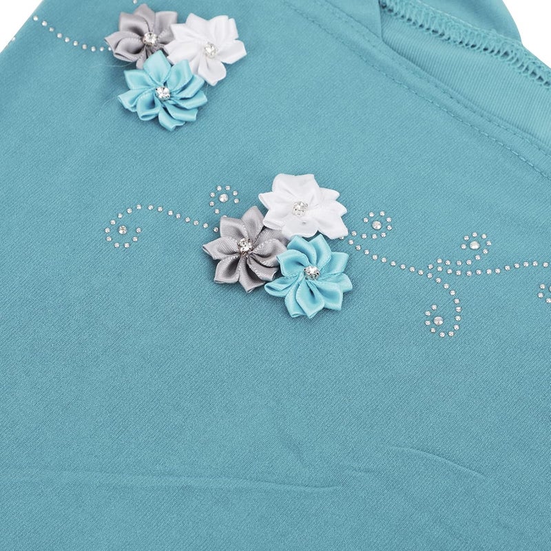 NICEYST Girls Ice Silk Muslim Khimar Hijab Headscarf Flower Arab Scarf Shawls Neck Wrap Islamic Head Wrap for Age 2-7 Years - Image 2