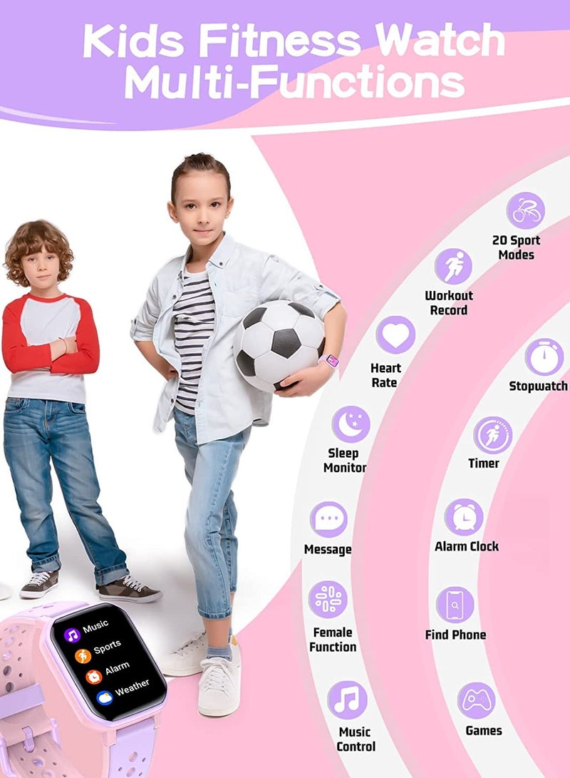 ZONEY ZONEY Smart Watch for Kids Teens, No Phone Needed Fitness Tracker Boy Girls Watch with 19 Sport Modes, Pedometer, Sleep Monitor, Kids Watch Birthday Gifts Toy Gift for Girls Boys 6-16(Purple)  - Image 5