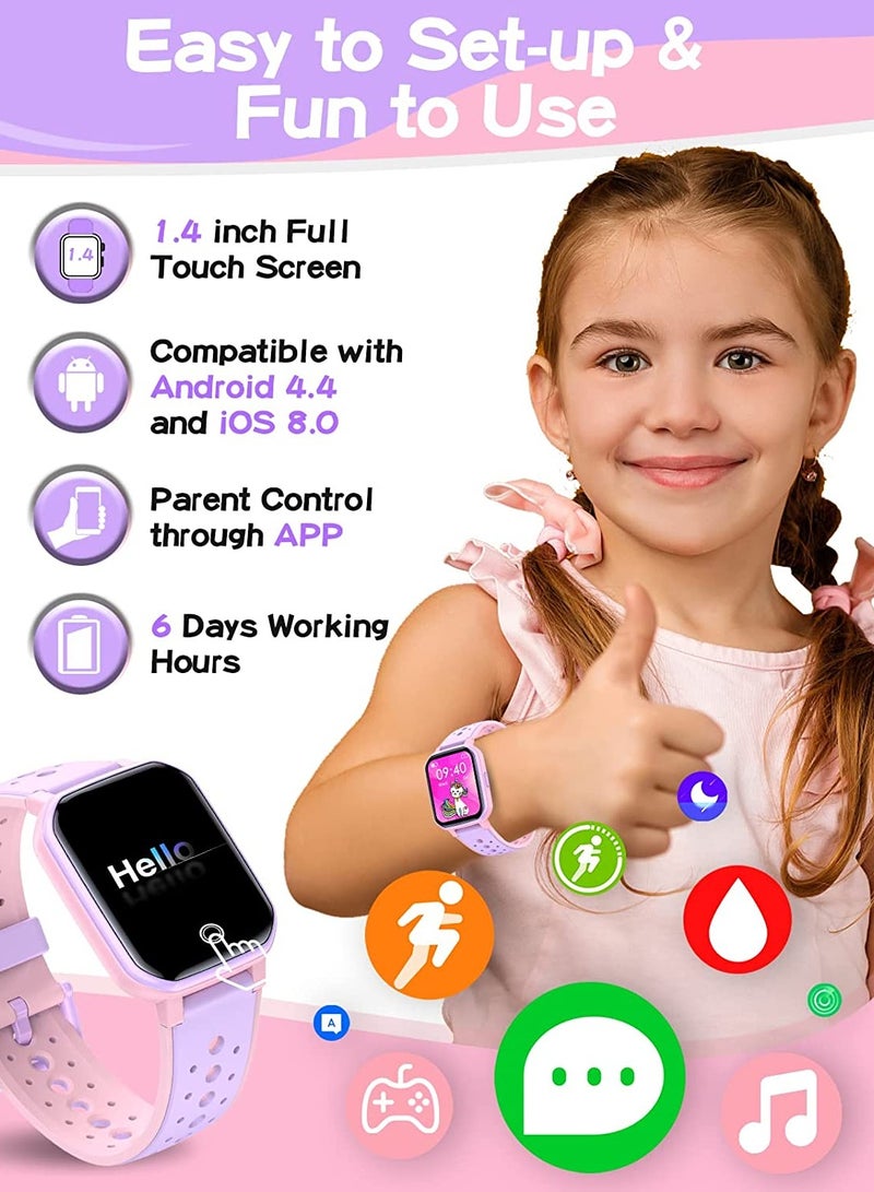 ZONEY ZONEY Smart Watch for Kids Teens, No Phone Needed Fitness Tracker Boy Girls Watch with 19 Sport Modes, Pedometer, Sleep Monitor, Kids Watch Birthday Gifts Toy Gift for Girls Boys 6-16(Purple)  - Image 2