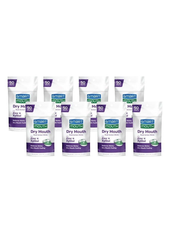 SmartMouth Dry Mouth Dual-Action Mints - Sugar-Free Breath Mints - 50 Count, 8 Pack, Mellow Mint - Image 1