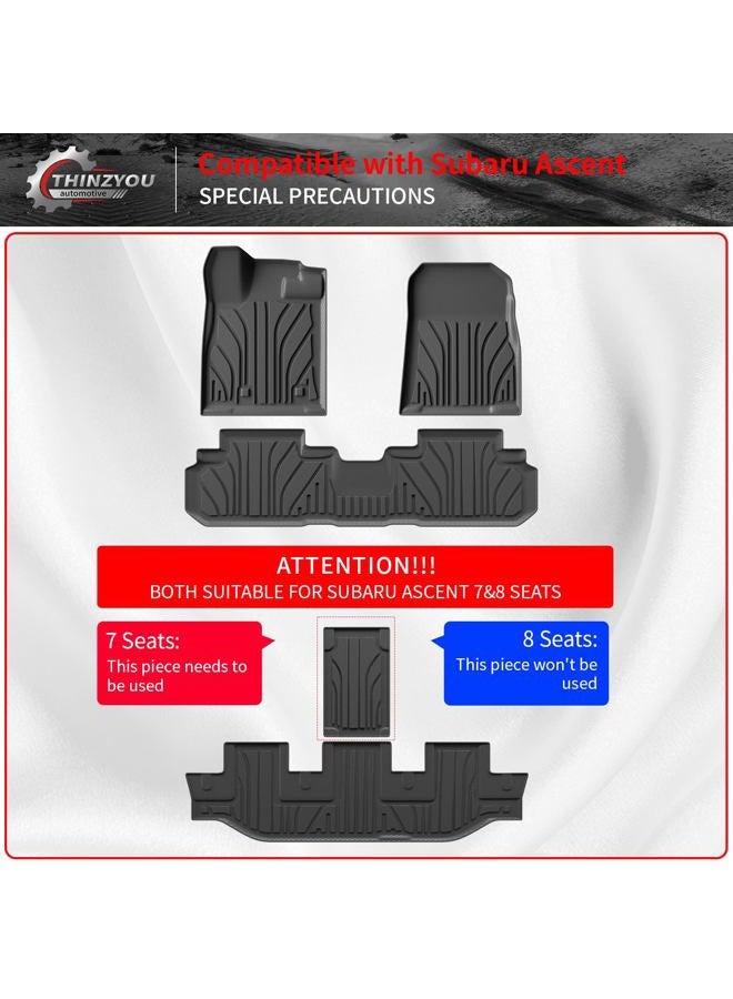 Thinzyou Floor Mats Compatible with 2019-2024 2025 Subaru Ascent Cargo Mat Liner TPE Back Seat Cover Protector 2023 Ascent Accessories (Fit 7&8 Seats, Trunk Mat+3rd Row Backrest Mats+Floor Mats) - Image 3