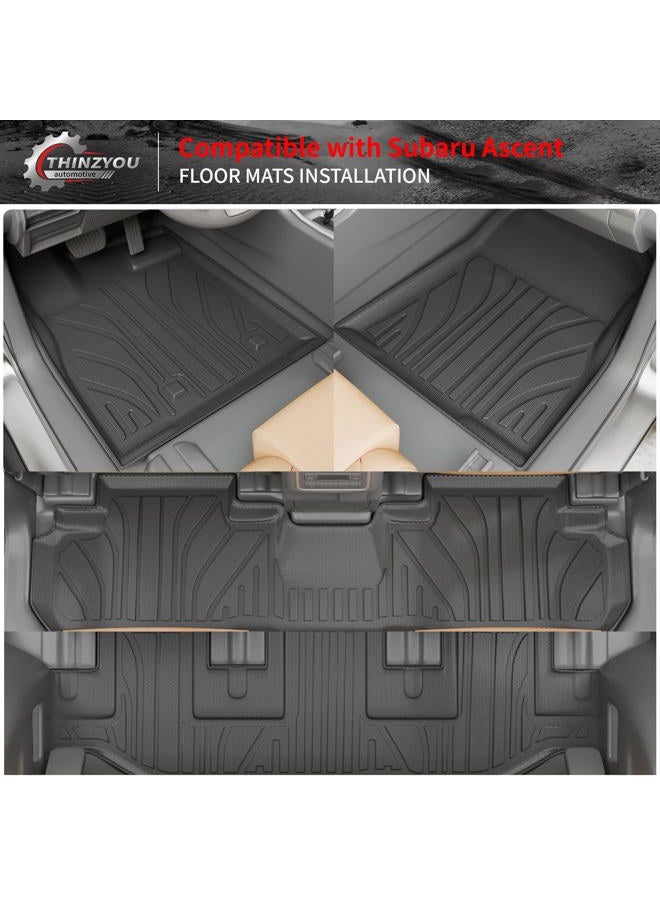 Thinzyou Floor Mats Compatible with 2019-2024 2025 Subaru Ascent Cargo Mat Liner TPE Back Seat Cover Protector 2023 Ascent Accessories (Fit 7&8 Seats, Trunk Mat+3rd Row Backrest Mats+Floor Mats) - Image 2