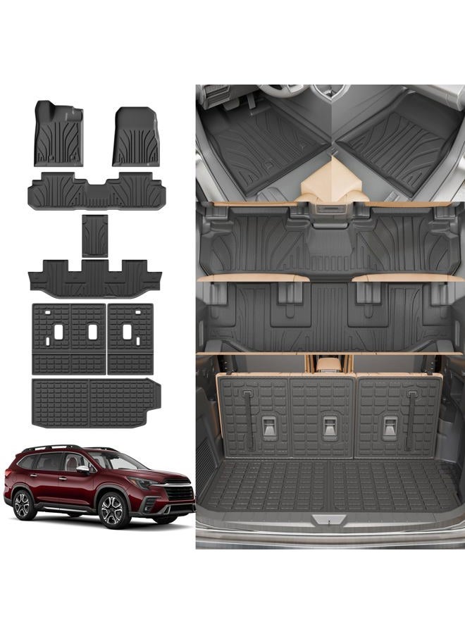 Thinzyou Floor Mats Compatible with 2019-2024 2025 Subaru Ascent Cargo Mat Liner TPE Back Seat Cover Protector 2023 Ascent Accessories (Fit 7&8 Seats, Trunk Mat+3rd Row Backrest Mats+Floor Mats) - Image 1