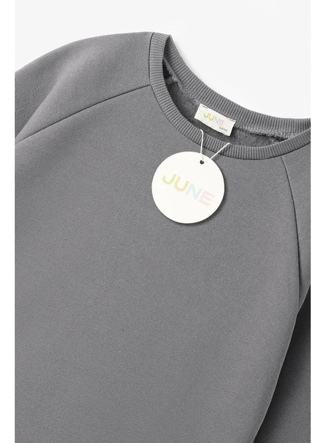 JUNE June Girl Crew Neck Thick Sweatshirt Anthracite