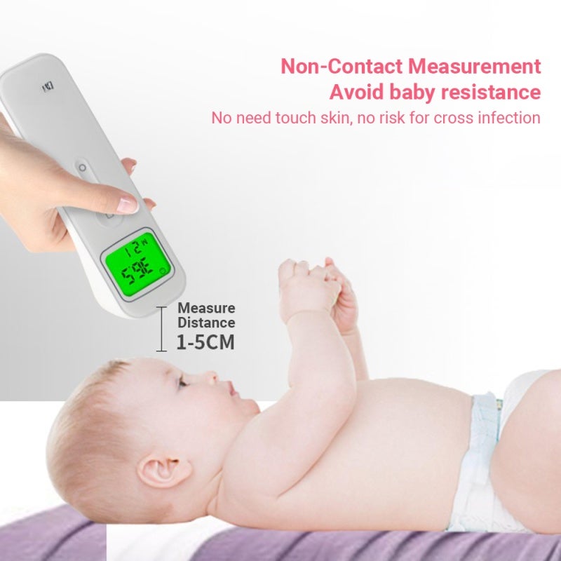 Non-Contact Infrared Thermometer White 1-Second Instant Read - 3-Color Backlight LCD Fever Alert Digital Thermometer for Babies Kids Adults Indoor Outdoor - Image 5