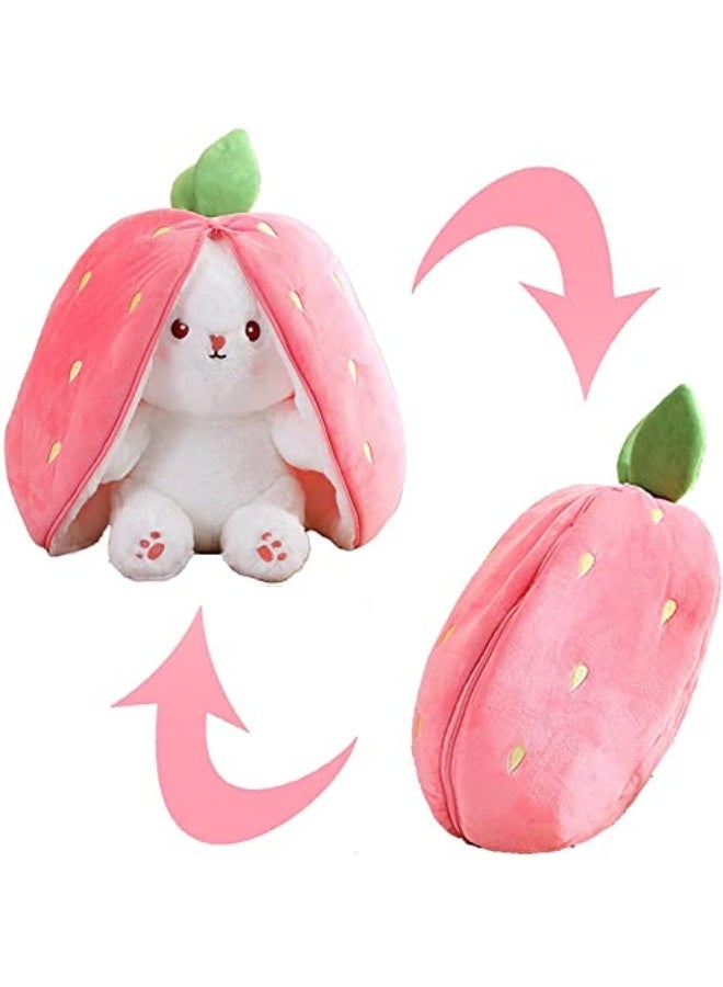 KASTWAVE Strawberry Bunny Plush Toy - Cute Rabbit Doll for Kids, 18cm Soft Carrot Rabbit Plush, Perfect Gift for Girls - Image 1