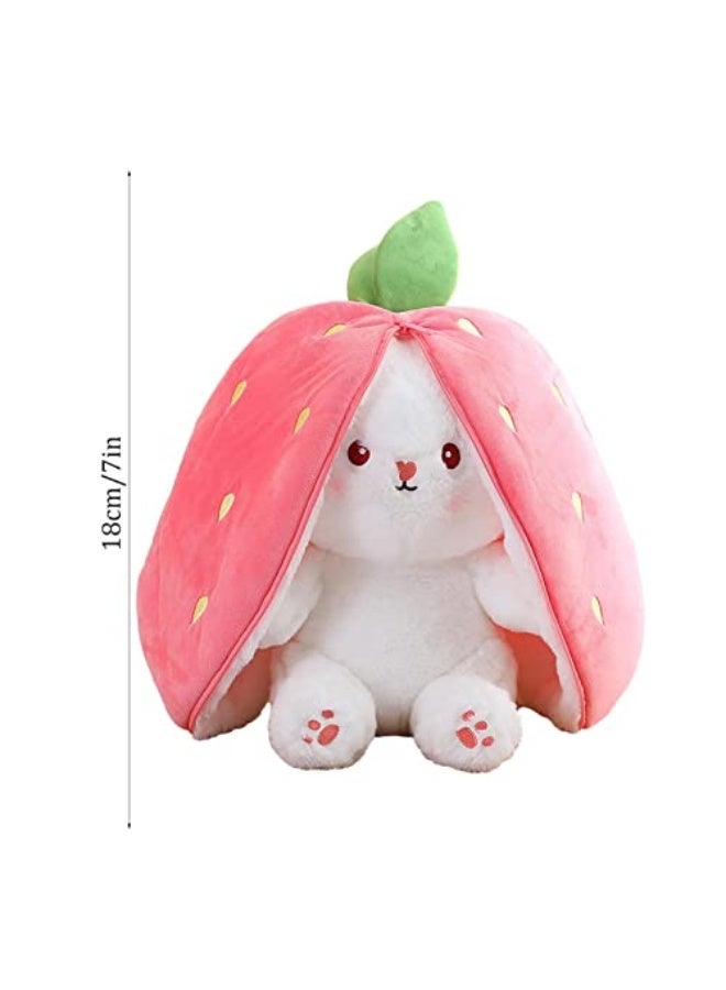 KASTWAVE Strawberry Bunny Plush Toy - Cute Rabbit Doll for Kids, 18cm Soft Carrot Rabbit Plush, Perfect Gift for Girls - Image 5