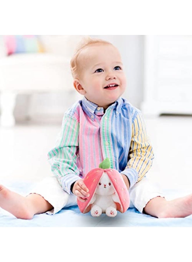 KASTWAVE Strawberry Bunny Plush Toy - Cute Rabbit Doll for Kids, 18cm Soft Carrot Rabbit Plush, Perfect Gift for Girls - Image 2