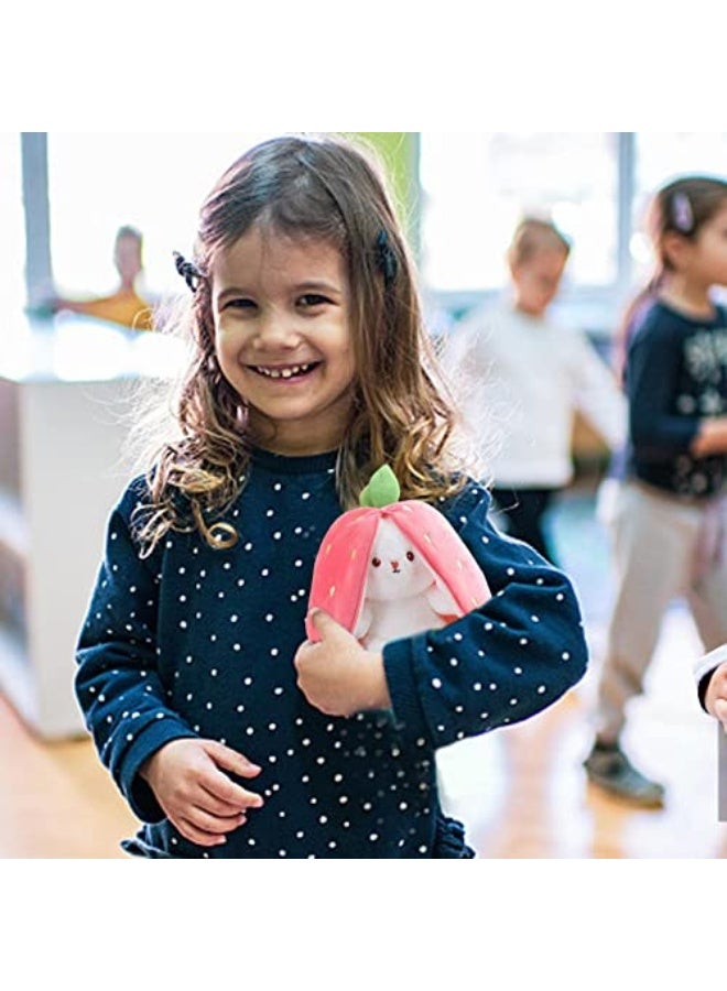 KASTWAVE Strawberry Bunny Plush Toy - Cute Rabbit Doll for Kids, 18cm Soft Carrot Rabbit Plush, Perfect Gift for Girls - Image 3