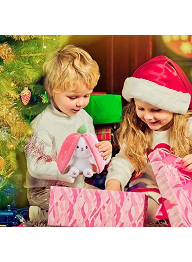 KASTWAVE Strawberry Bunny Plush Toy - Cute Rabbit Doll for Kids, 18cm Soft Carrot Rabbit Plush, Perfect Gift for Girls - Image 4