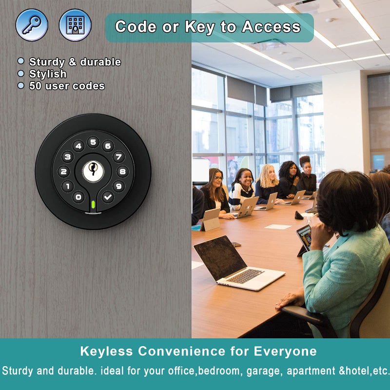 BOTHSTAR Keypad Door Knob with Key,Keyless Entry Door Lock, Code Locks Door Knob, Auto Lock,50 User Code,Easy to Install,for Home,Office,Hotel,Bedroom,Garage,No Deadbolt, Matte Black Finish - Image 3