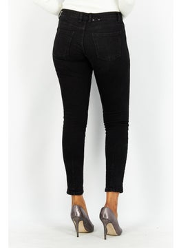 ESPRIT Women Regular Fit Washed Stretchable Denim Jeans, Black  - Image 4