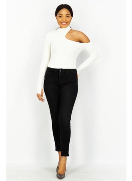 ESPRIT Women Regular Fit Washed Stretchable Denim Jeans, Black  - Image 2