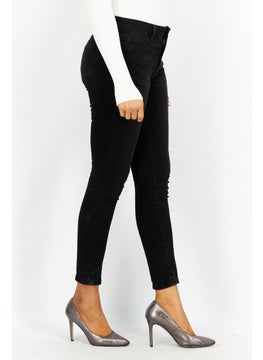 ESPRIT Women Regular Fit Washed Stretchable Denim Jeans, Black  - Image 3