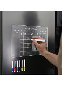 Generic Acrylic Magnetic Monthly Calendar Whiteboard for Refrigerator - Clear Dry Erase Memo Planning Board with Markers - Ideal Kitchen Organizer Notepad for Home and Office  - Image 2