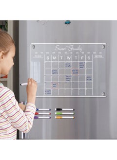 Generic Acrylic Magnetic Monthly Calendar Whiteboard for Refrigerator - Clear Dry Erase Memo Planning Board with Markers - Ideal Kitchen Organizer Notepad for Home and Office  - Image 1