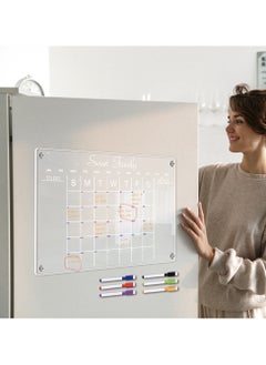 Generic Acrylic Magnetic Monthly Calendar Whiteboard for Refrigerator - Clear Dry Erase Memo Planning Board with Markers - Ideal Kitchen Organizer Notepad for Home and Office  - Image 4